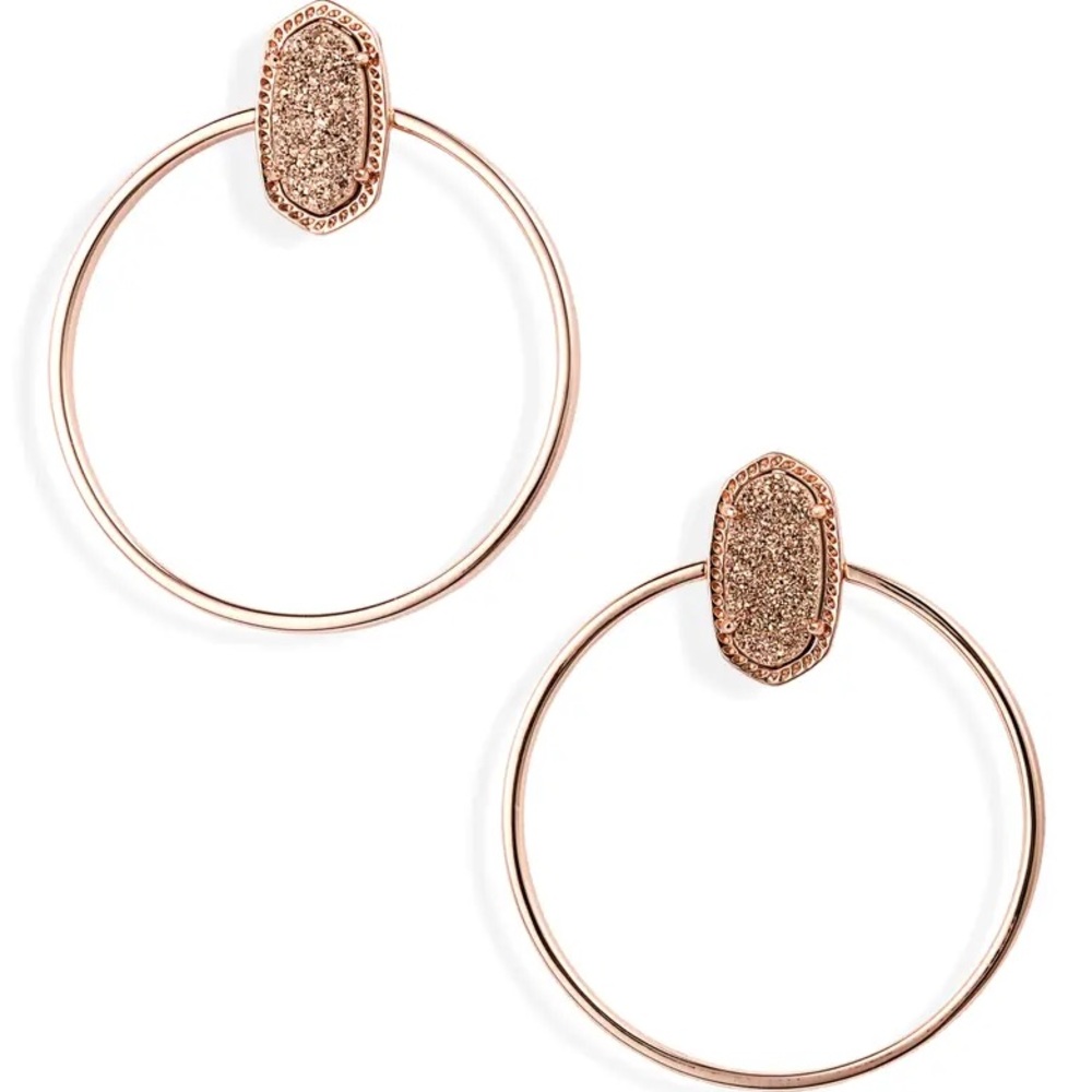 Kendra Scott Rose Gold Druzy Front Hoops